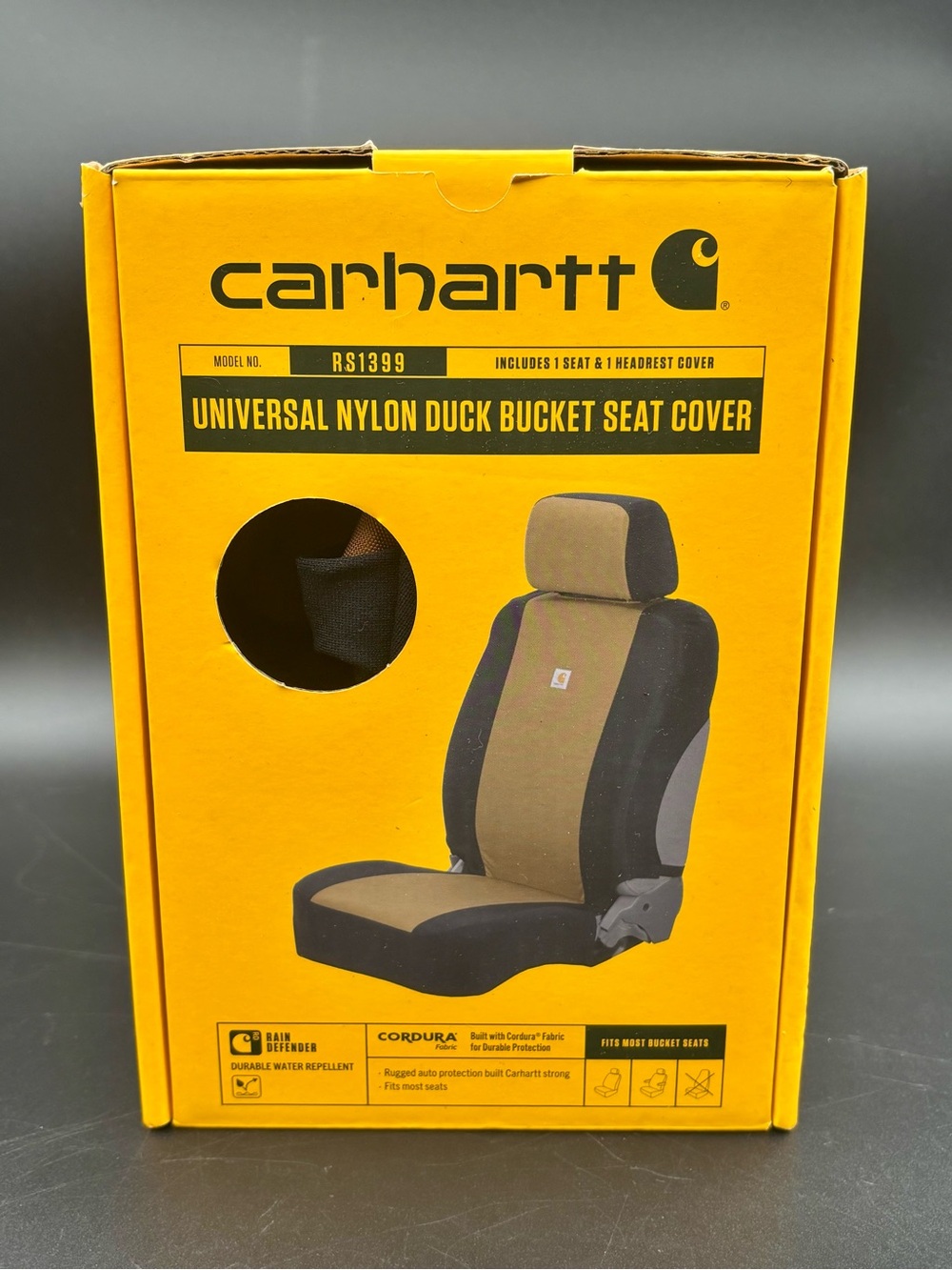 Carhartt Universal Nylon Duck Bucket Seat Cover (Model No. RS1399) Brown/Black